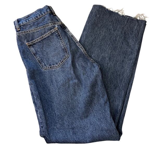 New ZARA Women's Blue Raw Hem Straight Leg Denim Jeans Size 8 - Picture 3 of 5